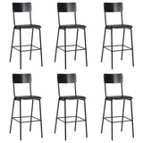 Chaises de bar lot de 6 noir contreplaqué solide et acier