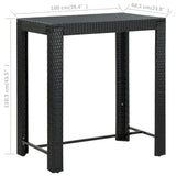 Table de bar de jardin Noir 100x60,5x110,5 cm Résine tressée