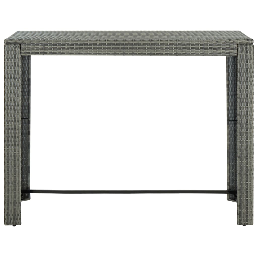 Table de bar de jardin Gris 140,5x60,5x110,5 cm Résine tressée