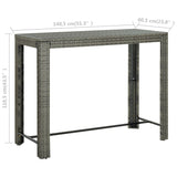 Table de bar de jardin Gris 140,5x60,5x110,5 cm Résine tressée