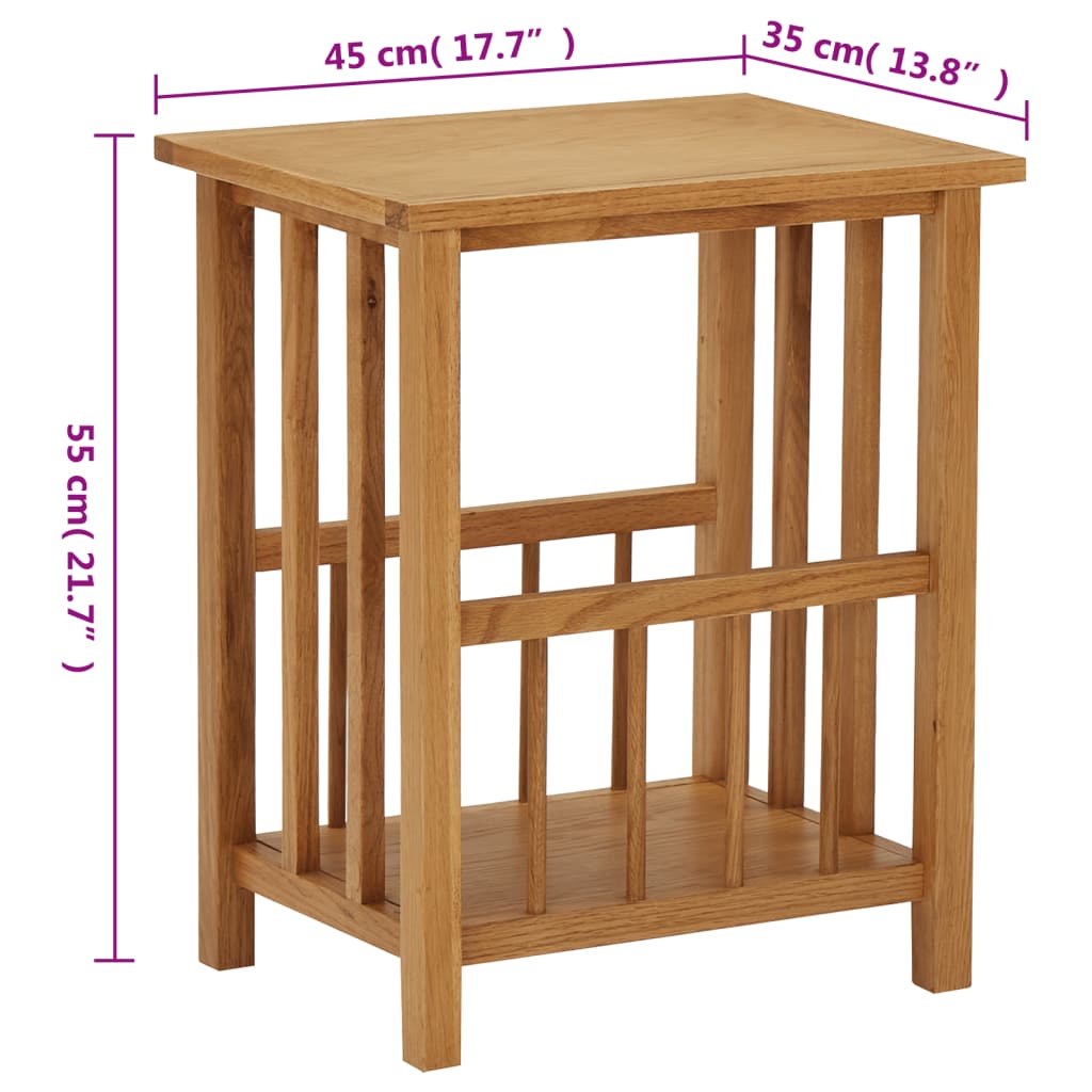 Zeitschriftentisch 45x35x55 cm Massives Eichenholz