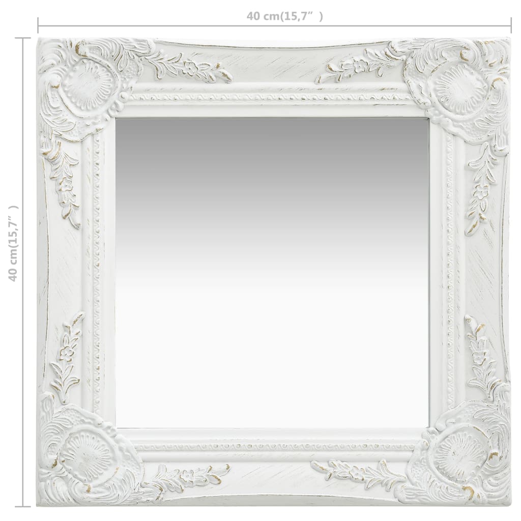 Miroir mural style baroque 40x40 cm Blanc