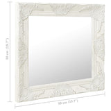 Miroir mural style baroque 50x50 cm Blanc