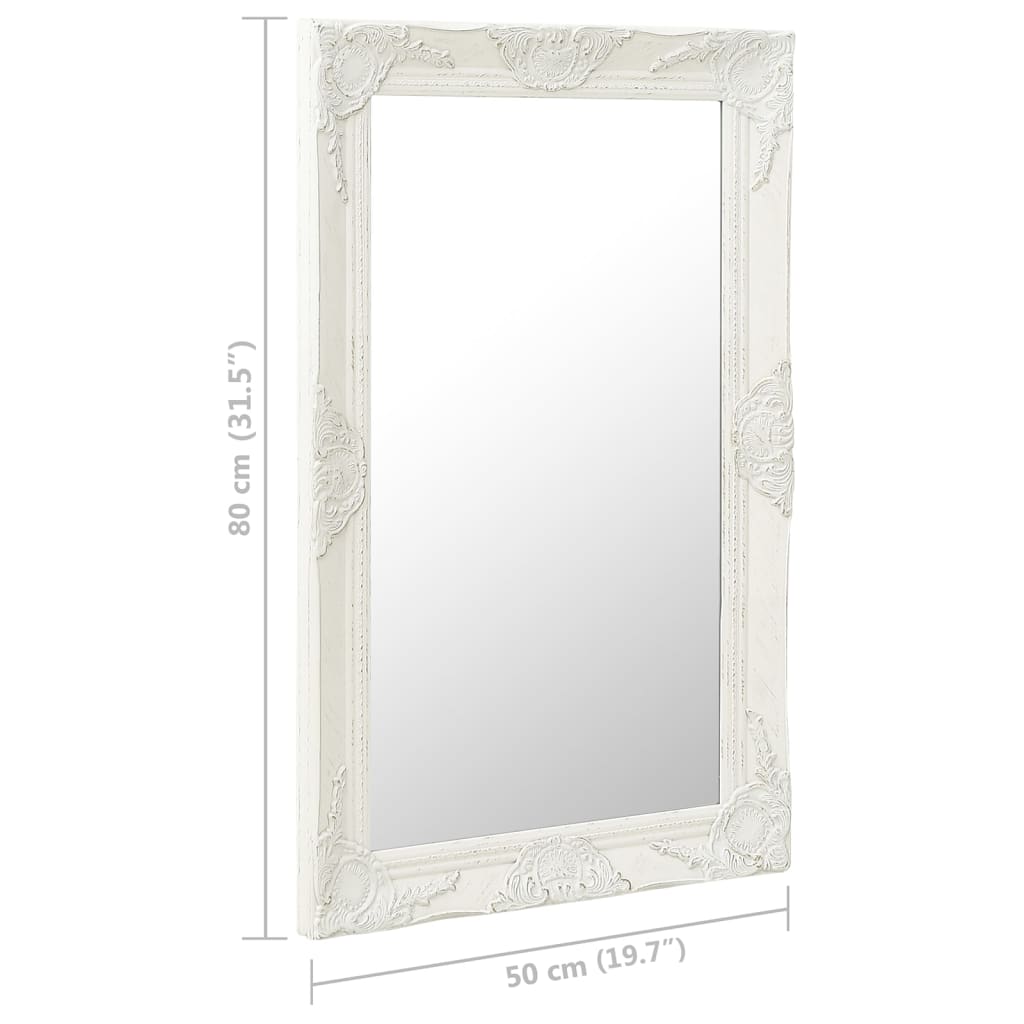 Baroque style wall mirror 50x80 cm White