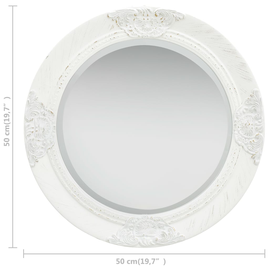 Baroque style wall mirror 50 cm White