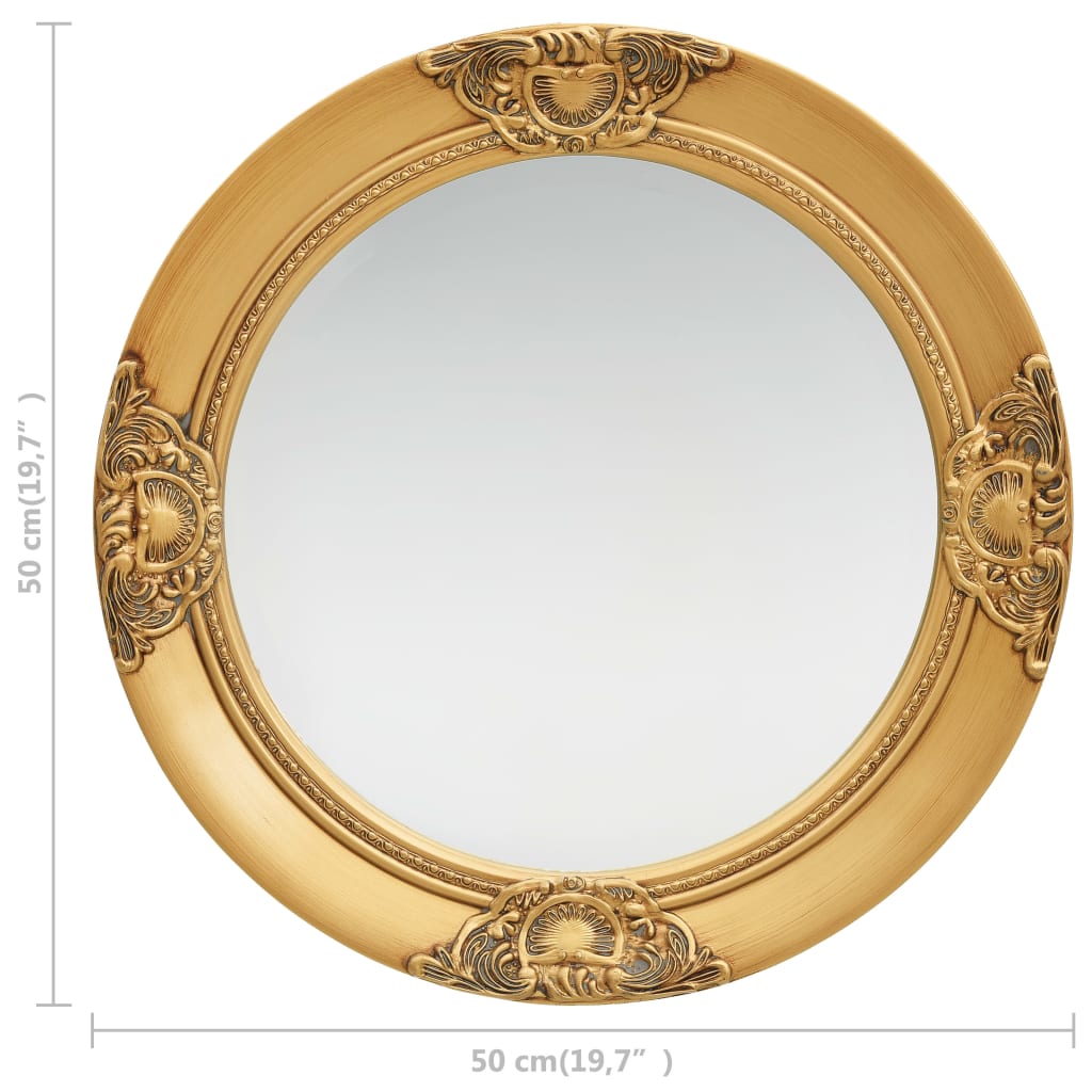 Miroir mural style baroque 50 cm Doré