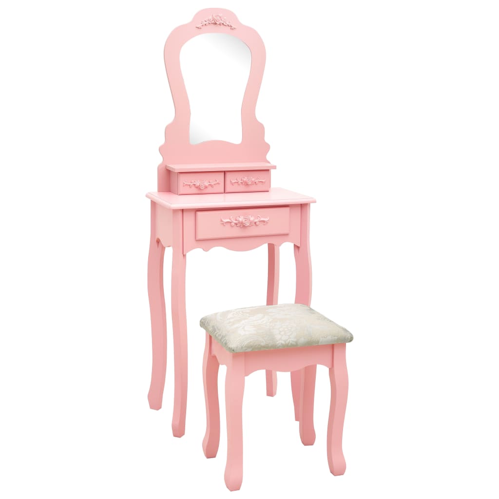 Ensemble de coiffeuse avec tabouret Rose 50x59x136 cm Paulownia