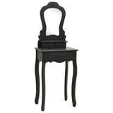 Ensemble de coiffeuse avec tabouret Noir 50x59x136 cm Paulownia