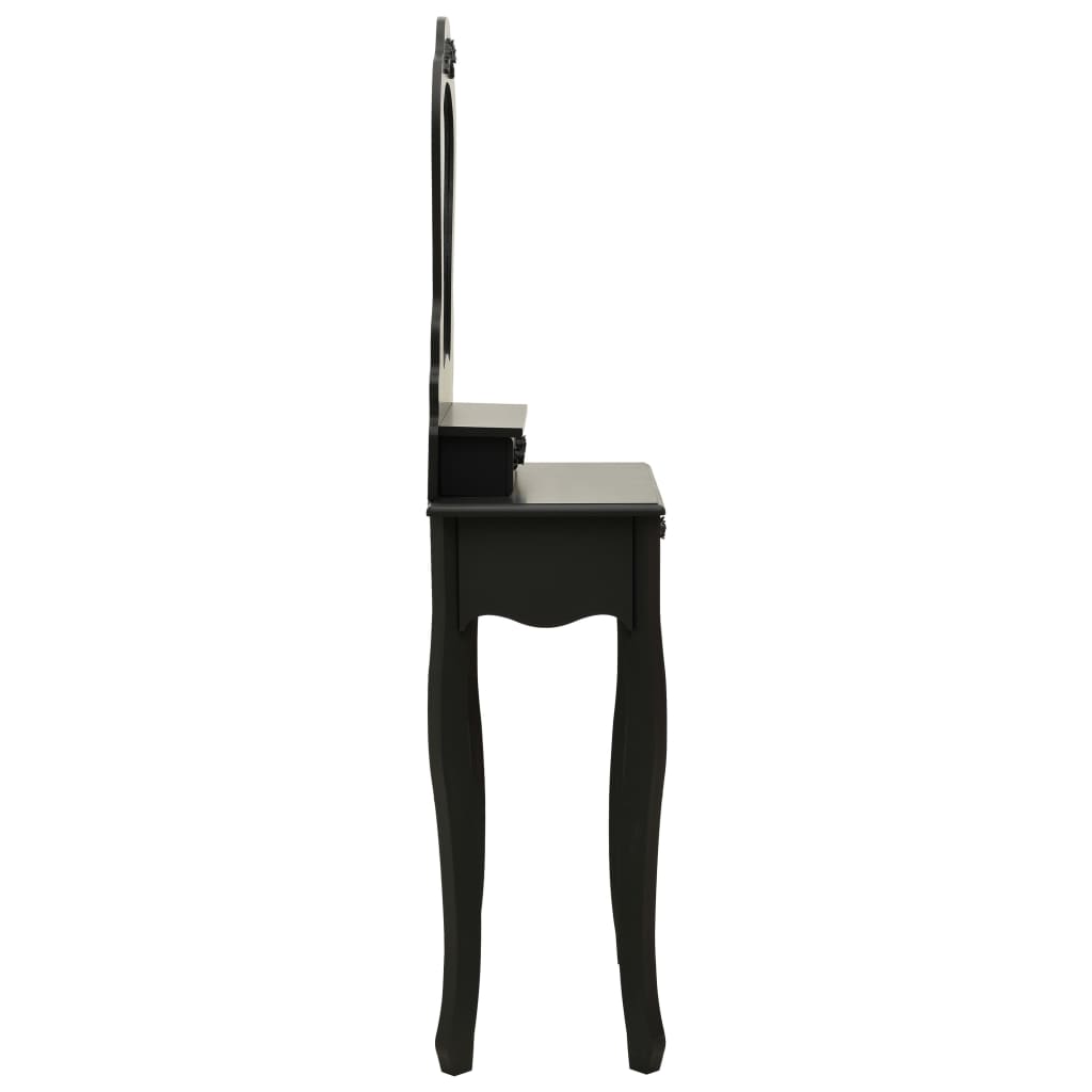 Ensemble de coiffeuse avec tabouret Noir 50x59x136 cm Paulownia