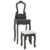 Ensemble de coiffeuse avec tabouret Gris 50x59x136 cm Paulownia