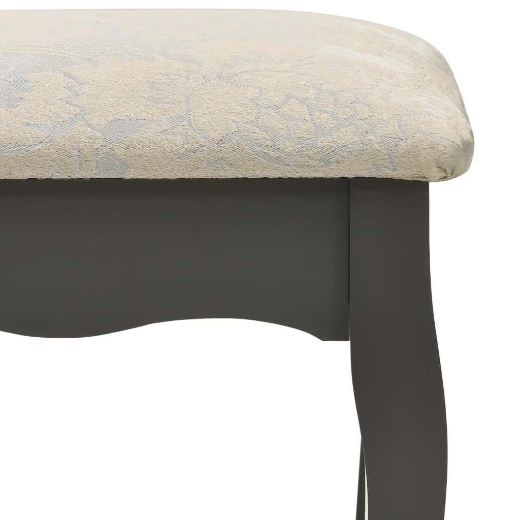 Ensemble de coiffeuse avec tabouret Gris 50x59x136 cm Paulownia