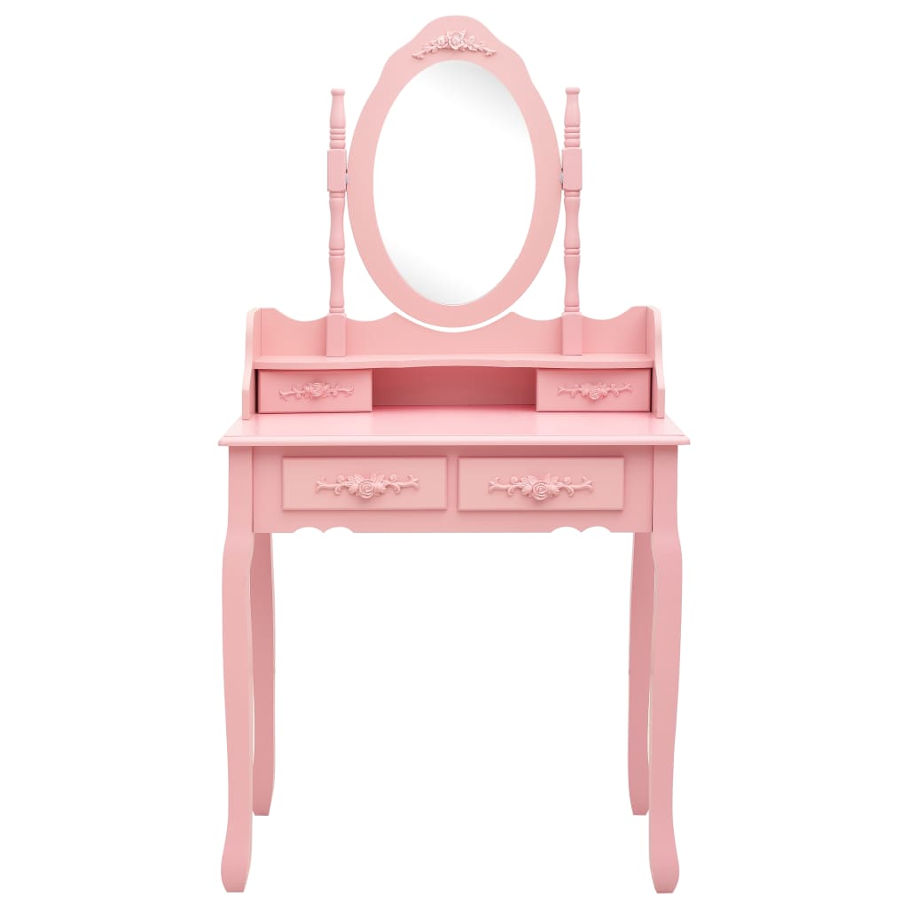 Ensemble de coiffeuse avec tabouret Rose 75x69x140 cm Paulownia