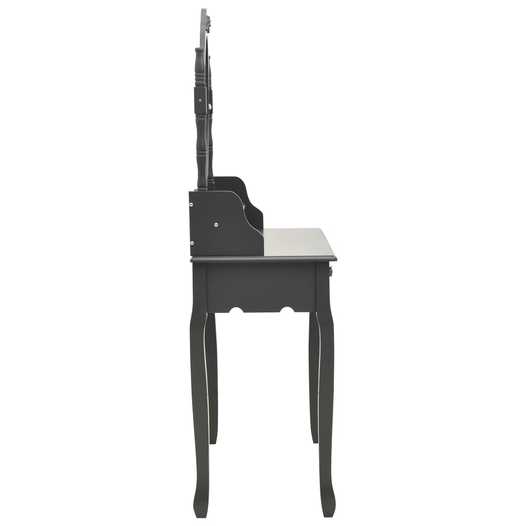 Ensemble de coiffeuse avec tabouret Gris 75x69x140 cm Paulownia