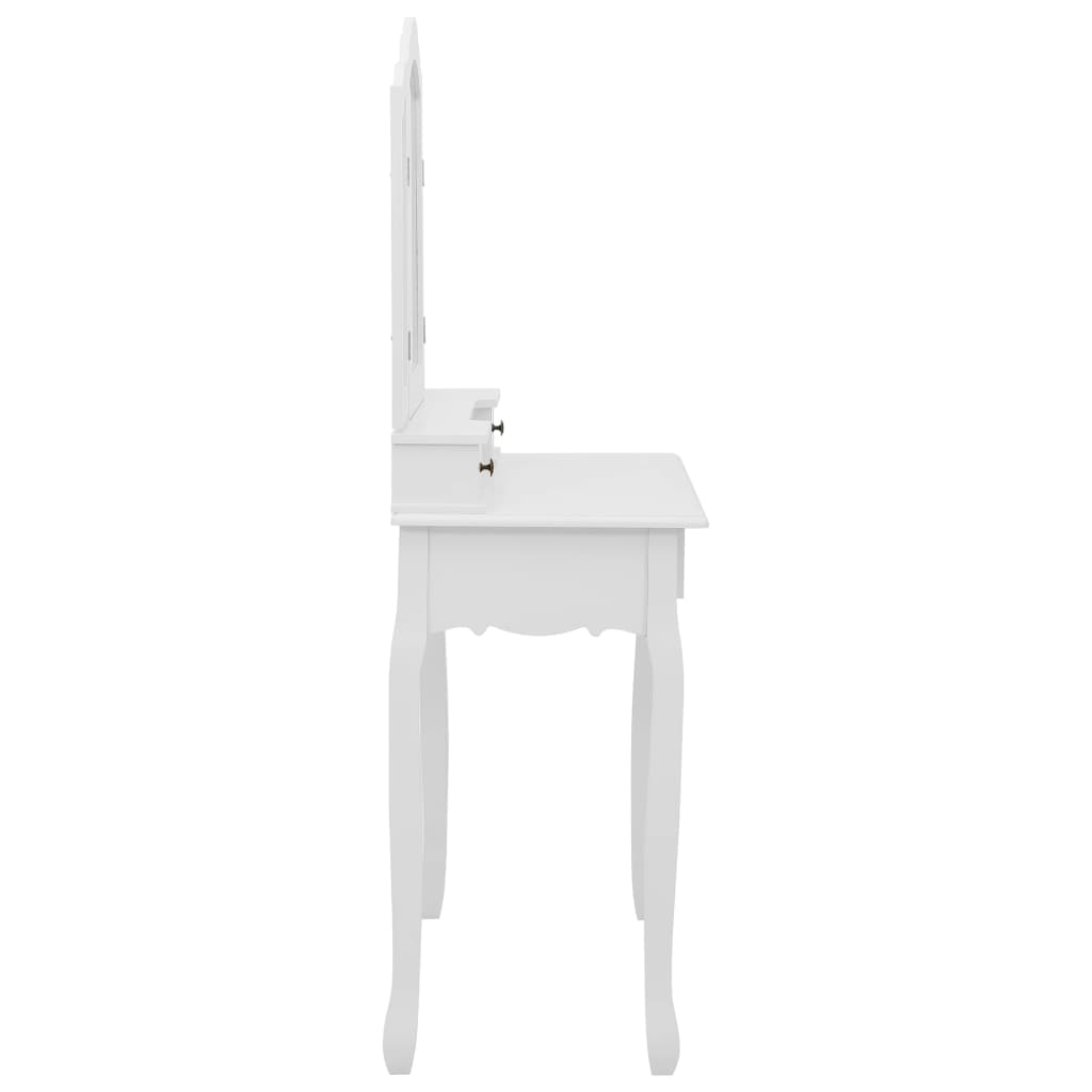 Ensemble de coiffeuse avec tabouret Blanc 80x69x141cm Paulownia