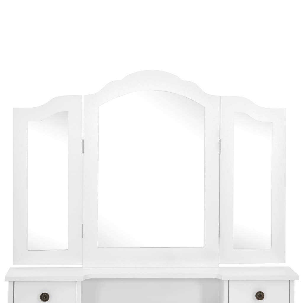 Ensemble de coiffeuse avec tabouret Blanc 80x69x141cm Paulownia