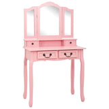 Ensemble de coiffeuse avec tabouret Rose 80x69x141 cm Paulownia