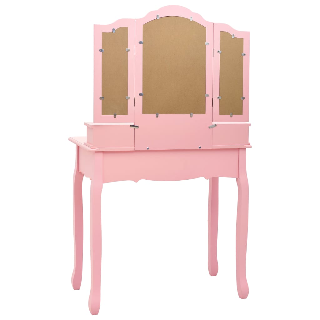 Ensemble de coiffeuse avec tabouret Rose 80x69x141 cm Paulownia