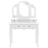 Ensemble de coiffeuse et tabouret Blanc 100x40x146 cm Paulownia