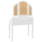 Ensemble de coiffeuse et tabouret Blanc 100x40x146 cm Paulownia