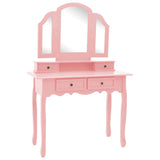 Ensemble de coiffeuse et tabouret Rose 100x40x146 cm Paulownia