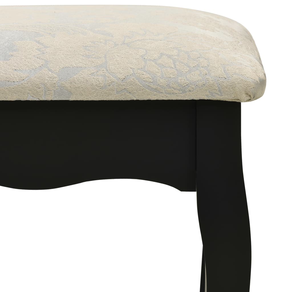 Ensemble de coiffeuse et tabouret Noir 100x40x146 cm Paulownia