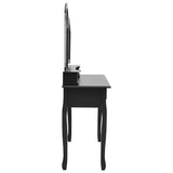 Ensemble de coiffeuse et tabouret Noir 100x40x146 cm Paulownia