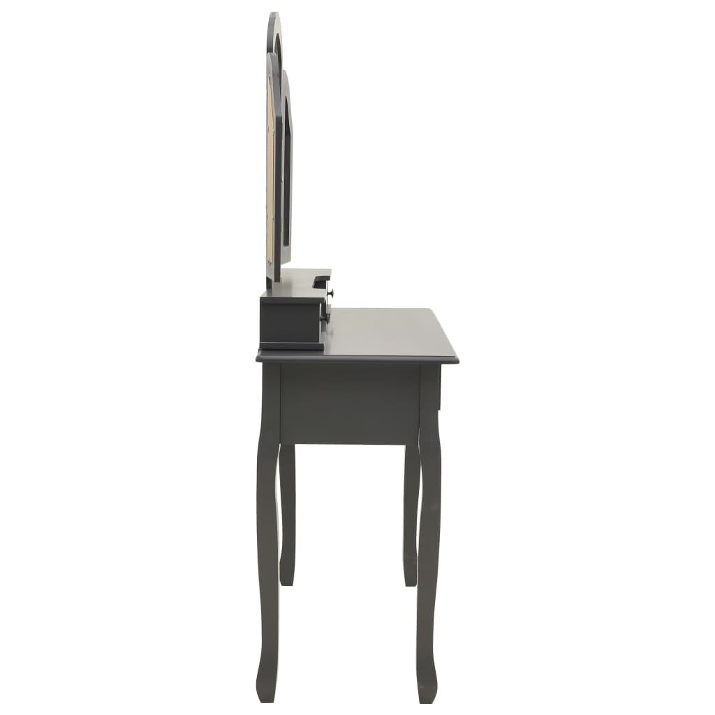 Ensemble de coiffeuse avec tabouret Gris 100x40x146cm Paulownia