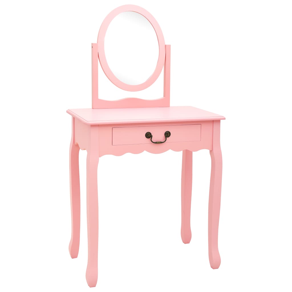 Coiffeuse et tabouret Rose 65x36x128 cm Bois de paulownia MDF