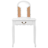 Coiffeuse et tabouret Blanc 65x36x128 cm Bois de paulownia MDF