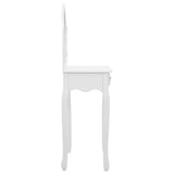 Coiffeuse et tabouret Blanc 65x36x128 cm Bois de paulownia MDF