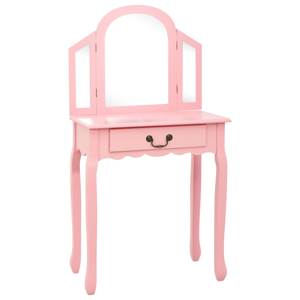 Coiffeuse et tabouret Rose 65x36x128 cm Bois de paulownia MDF