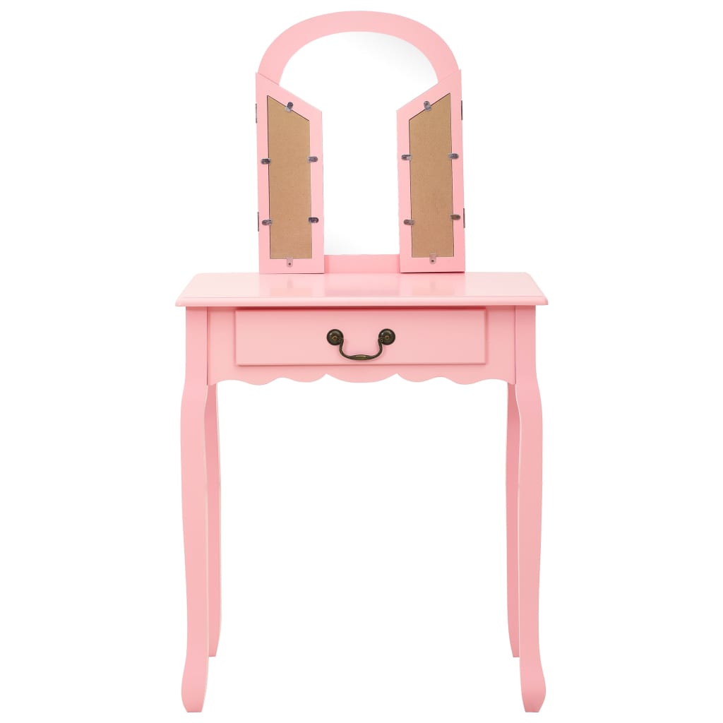 Coiffeuse et tabouret Rose 65x36x128 cm Bois de paulownia MDF