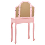 Coiffeuse et tabouret Rose 65x36x128 cm Bois de paulownia MDF