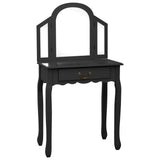 Coiffeuse et tabouret Noir 65x36x128 cm Bois de paulownia MDF