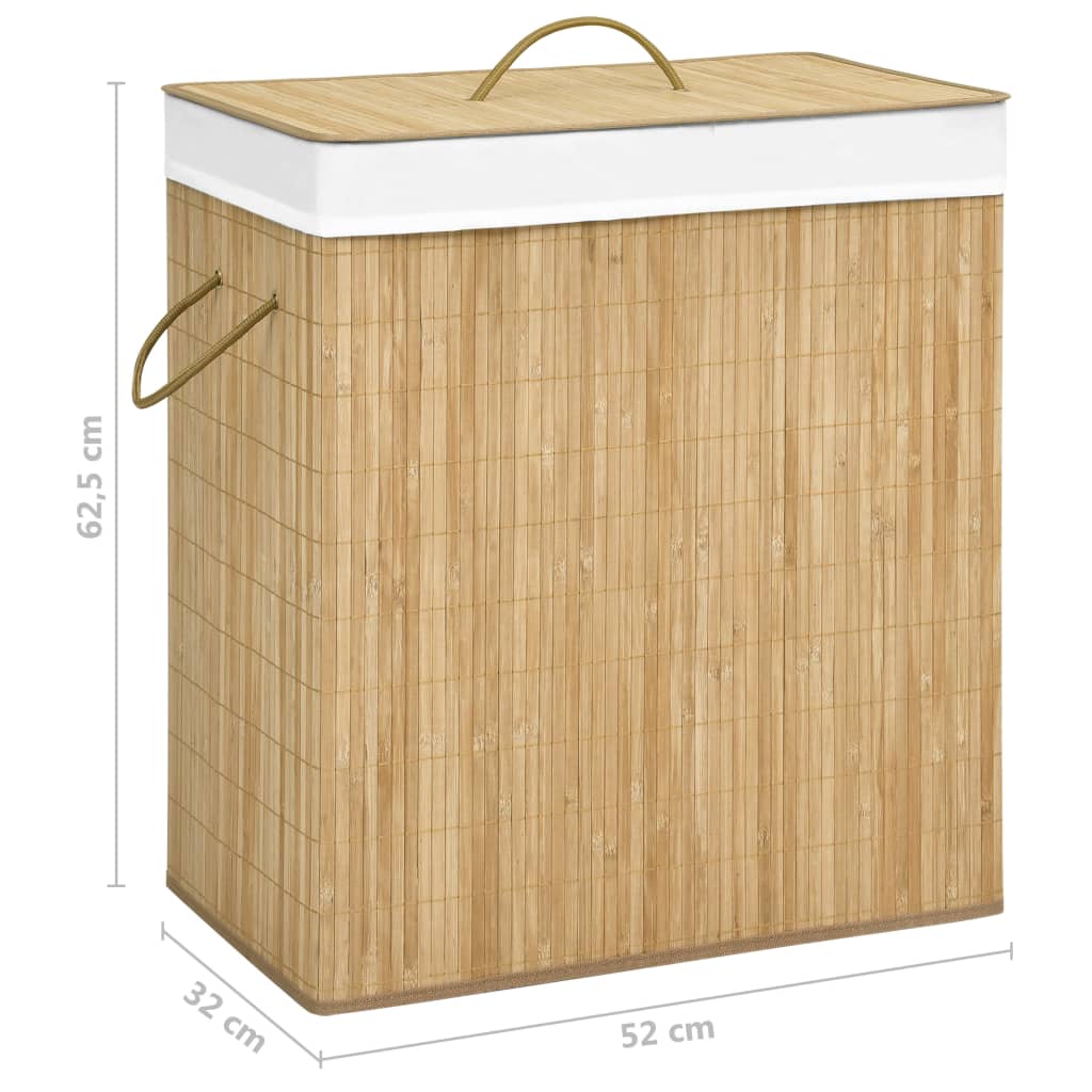 Panier à linge avec 2 sections bambou 100 L