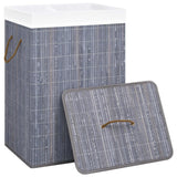 Laundry basket with 2 sections bamboo gray 72 L