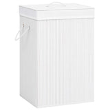 Panier à linge avec 2 sections bambou blanc 72 L