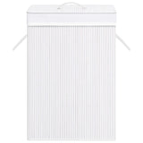 Panier à linge avec 2 sections bambou blanc 72 L