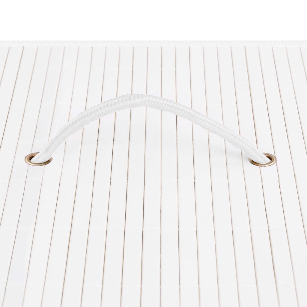 Panier à linge avec 2 sections bambou blanc 72 L