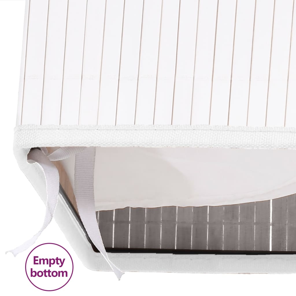 Panier à linge avec 2 sections bambou blanc 72 L