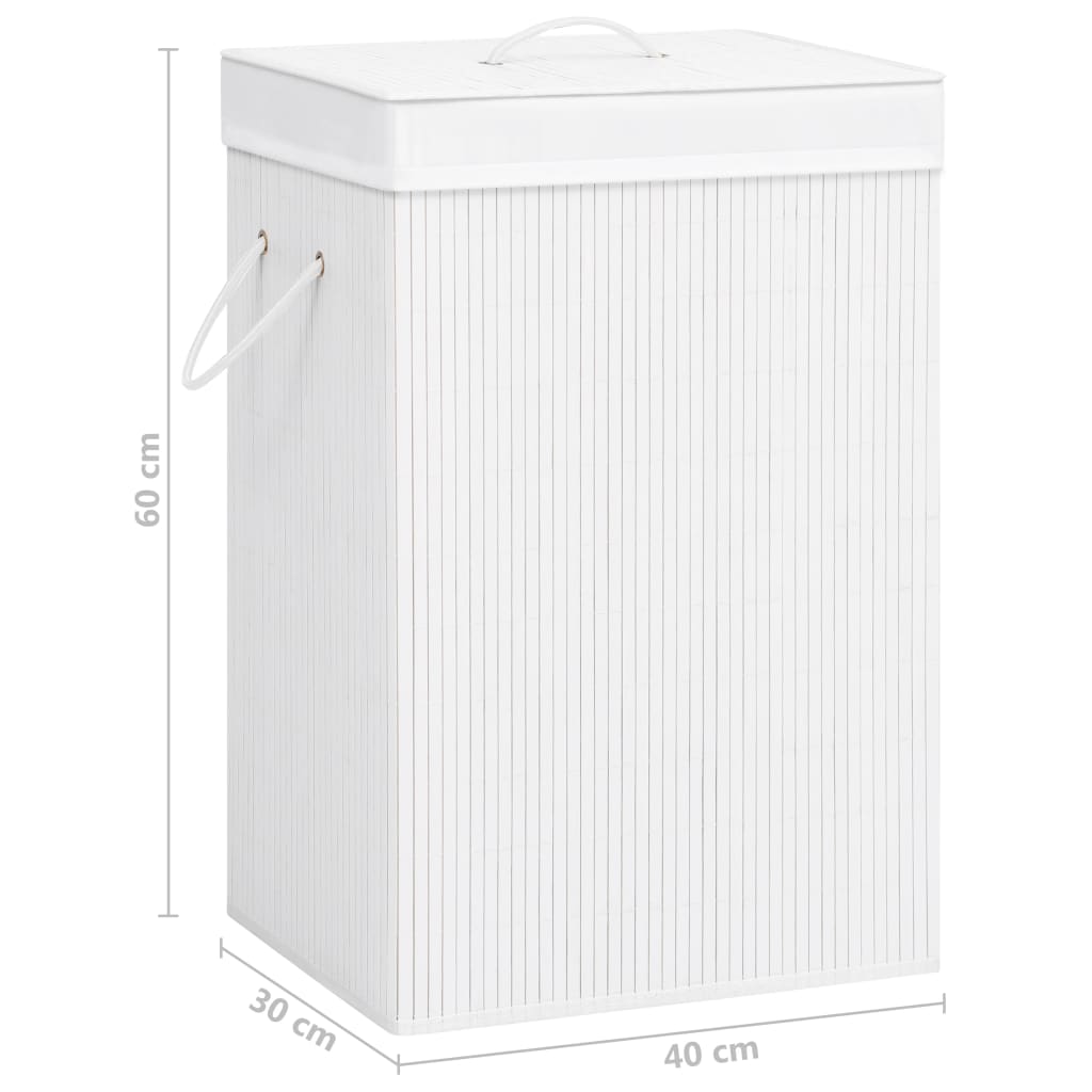 Panier à linge avec 2 sections bambou blanc 72 L