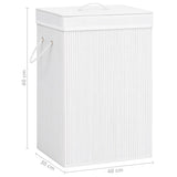 Panier à linge avec 2 sections bambou blanc 72 L