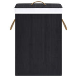 Panier à linge avec 2 sections bambou noir 72 L