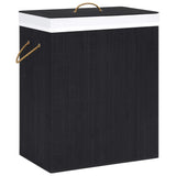 Panier à linge avec 2 sections bambou noir 100 L