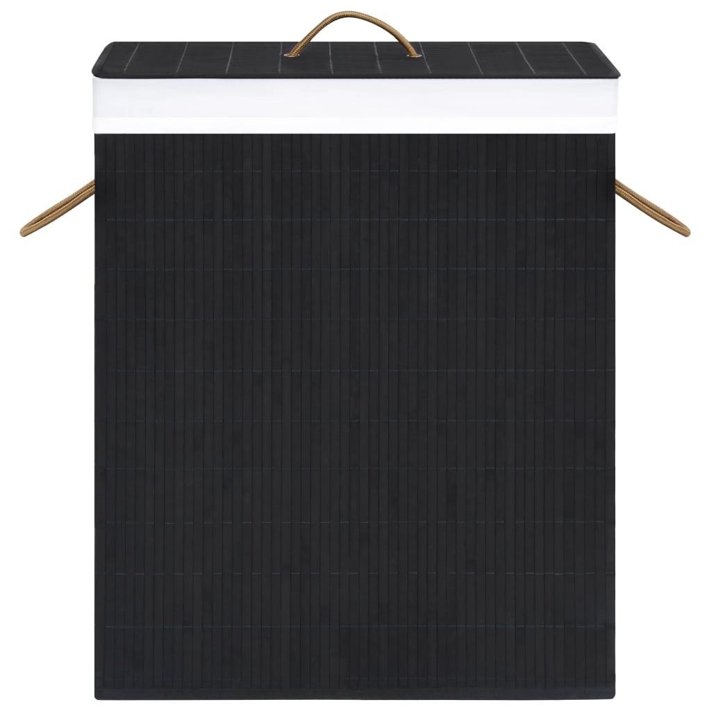 Panier à linge avec 2 sections bambou noir 100 L