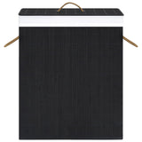 Panier à linge avec 2 sections bambou noir 100 L