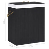 Panier à linge avec 2 sections bambou noir 100 L