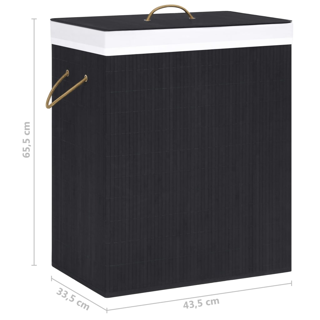 Panier à linge avec une seule section bambou noir 83 L