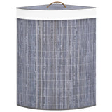 Panier à linge d'angle Bambou Gris 60 L