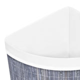 Panier à linge d'angle Bambou Gris 60 L